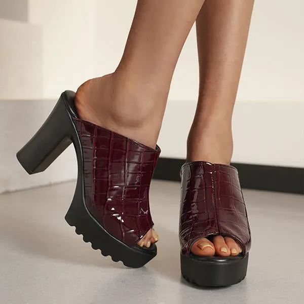 Women's Fashionable Fish Mouth Thick Heel Slippers 74186059S Slides Cloudfoam