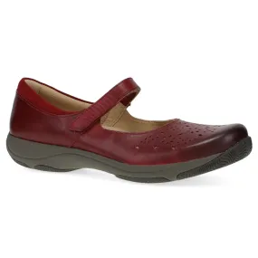 Dansko Stacy Red Waxy Burnished Leather Mary Jane (Women's) Flat Shoes Outlet