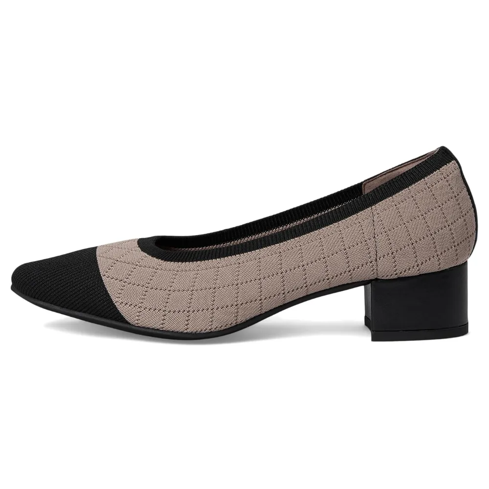 David Tate Carla Taupe/Black Stretch Pump (Women's)