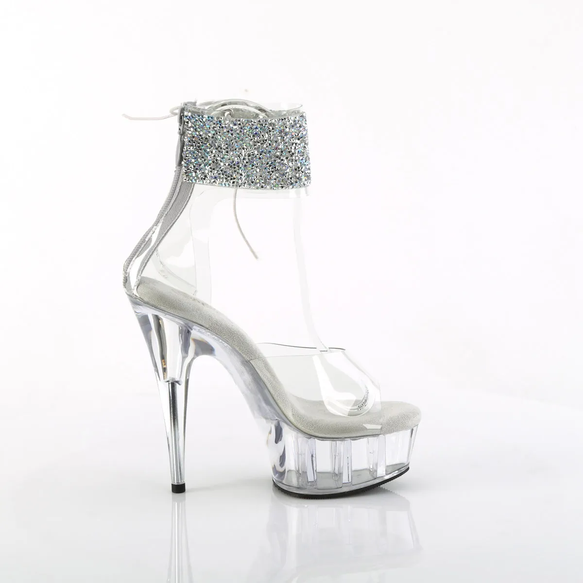 Ff Turbo Asics Shoes DELIGHT-624RS-02 Pleaser Clear/Silver Sexy Platform Shoes (Pole Dancing Heels)