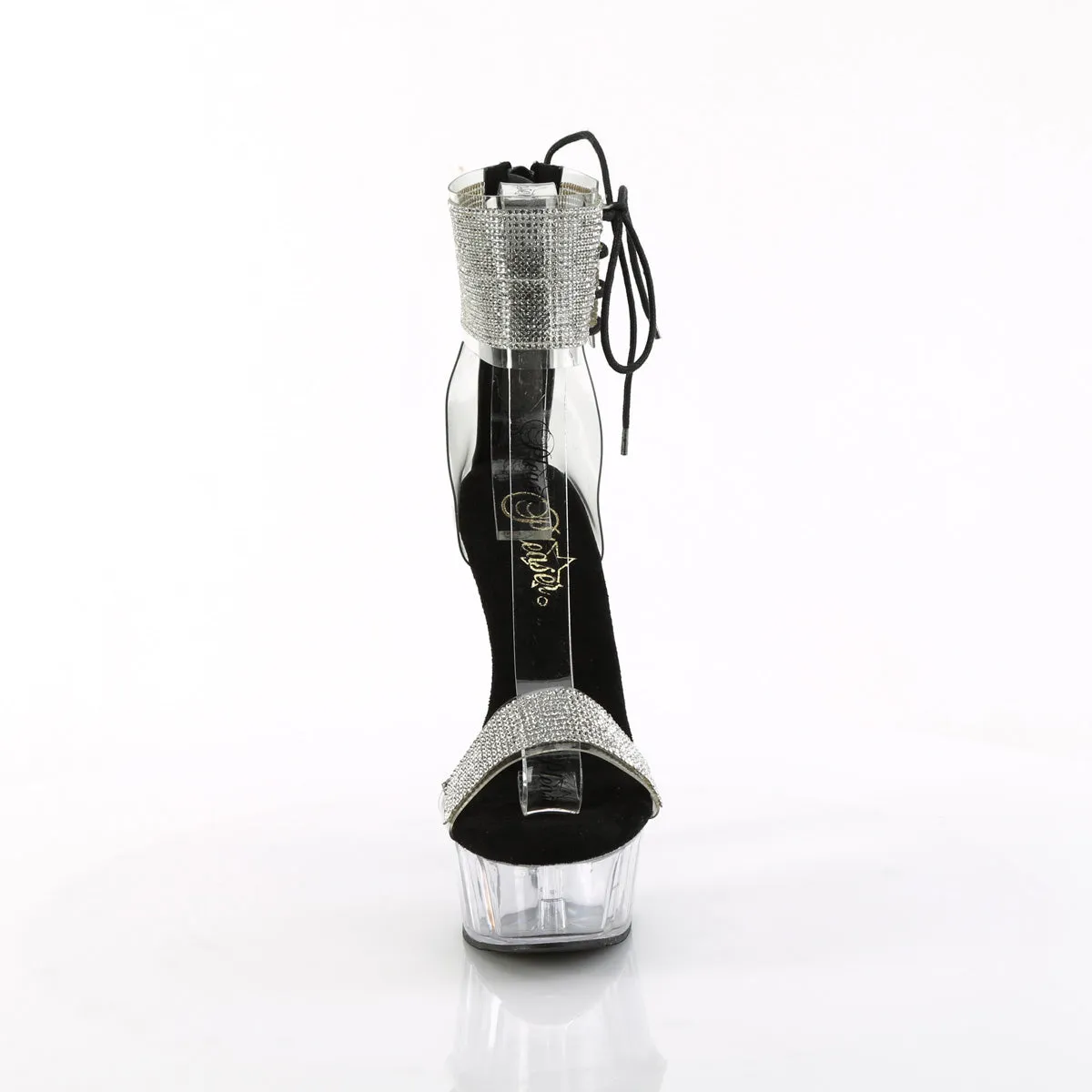 DELIGHT-627RS Pleaser Clear/Black Sexy Platform Shoes (Pole Dancing Heels) Asics Ex Eos Wrestling Shoes