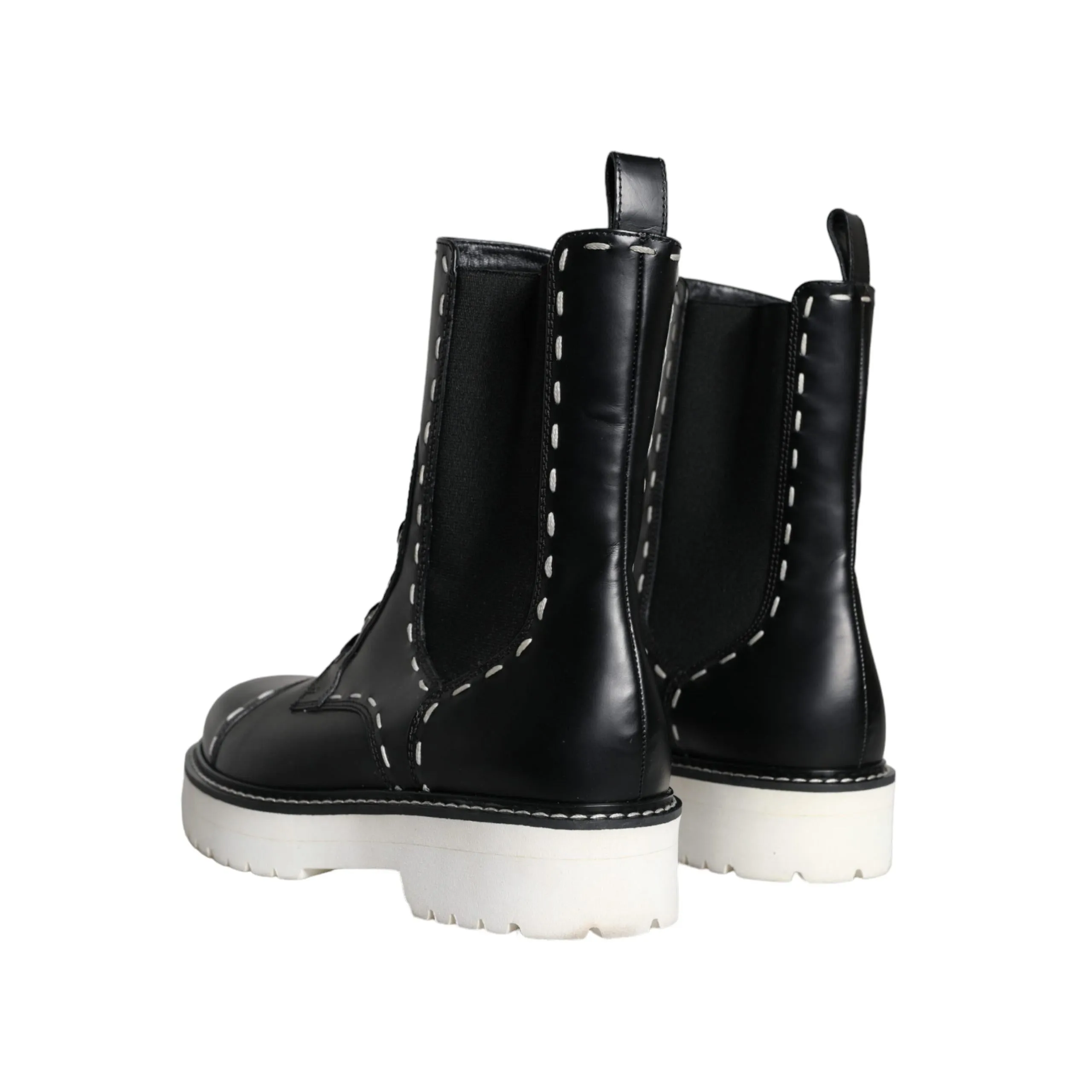 Adidas Shoes Bella Hadid Dolce & Gabbana Black Leather Combat Mid Calf Boots Shoes