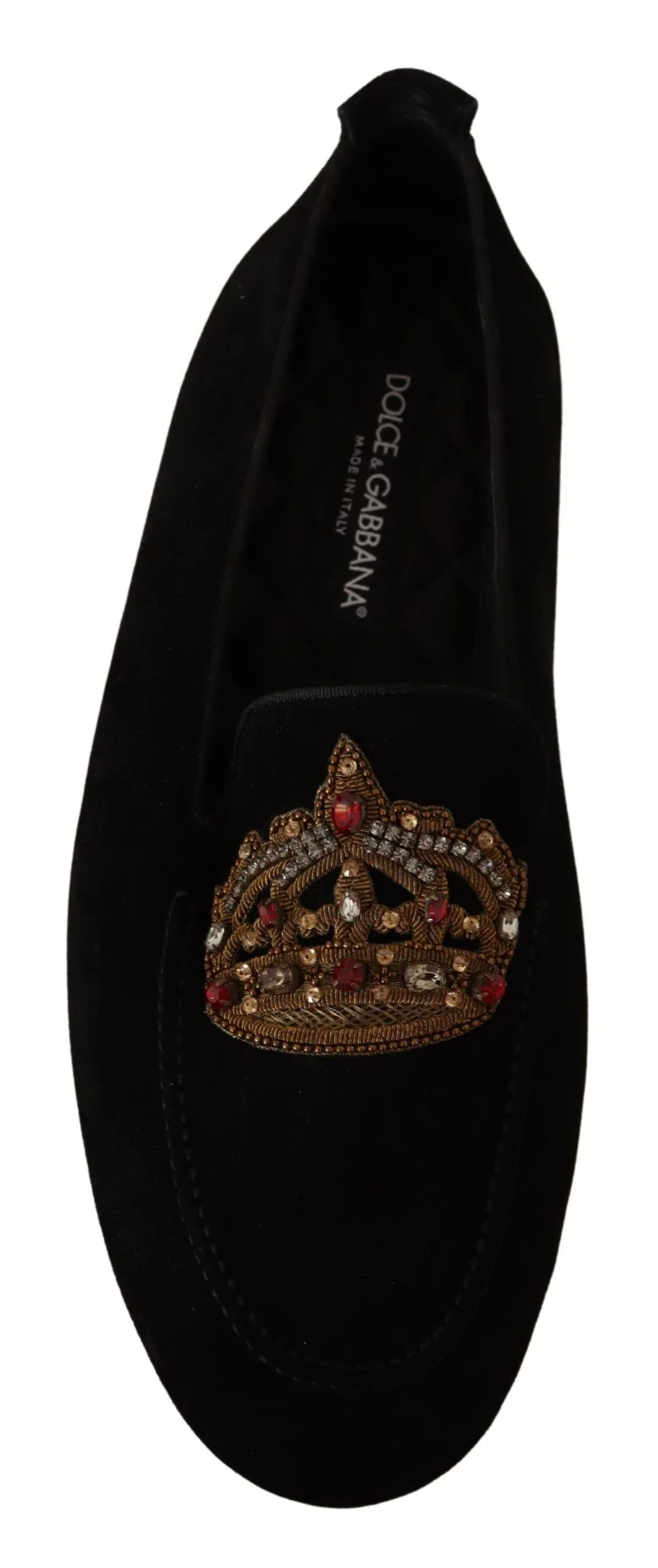 Dolce & Gabbana Elegant Black Leather Loafer Slides with Gold Embroidery Seafood Grill Menu