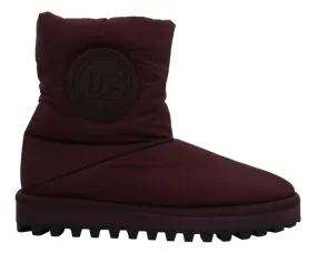 Dolce & Gabbana Elegant Bordeaux Mid Calf Boots Boots Jodhpurs