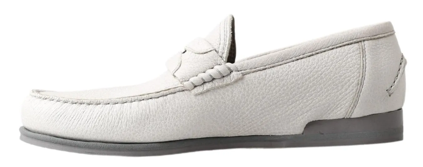 Tassled Loafers Dolce & Gabbana Elegant Light Grey Leather Loafers