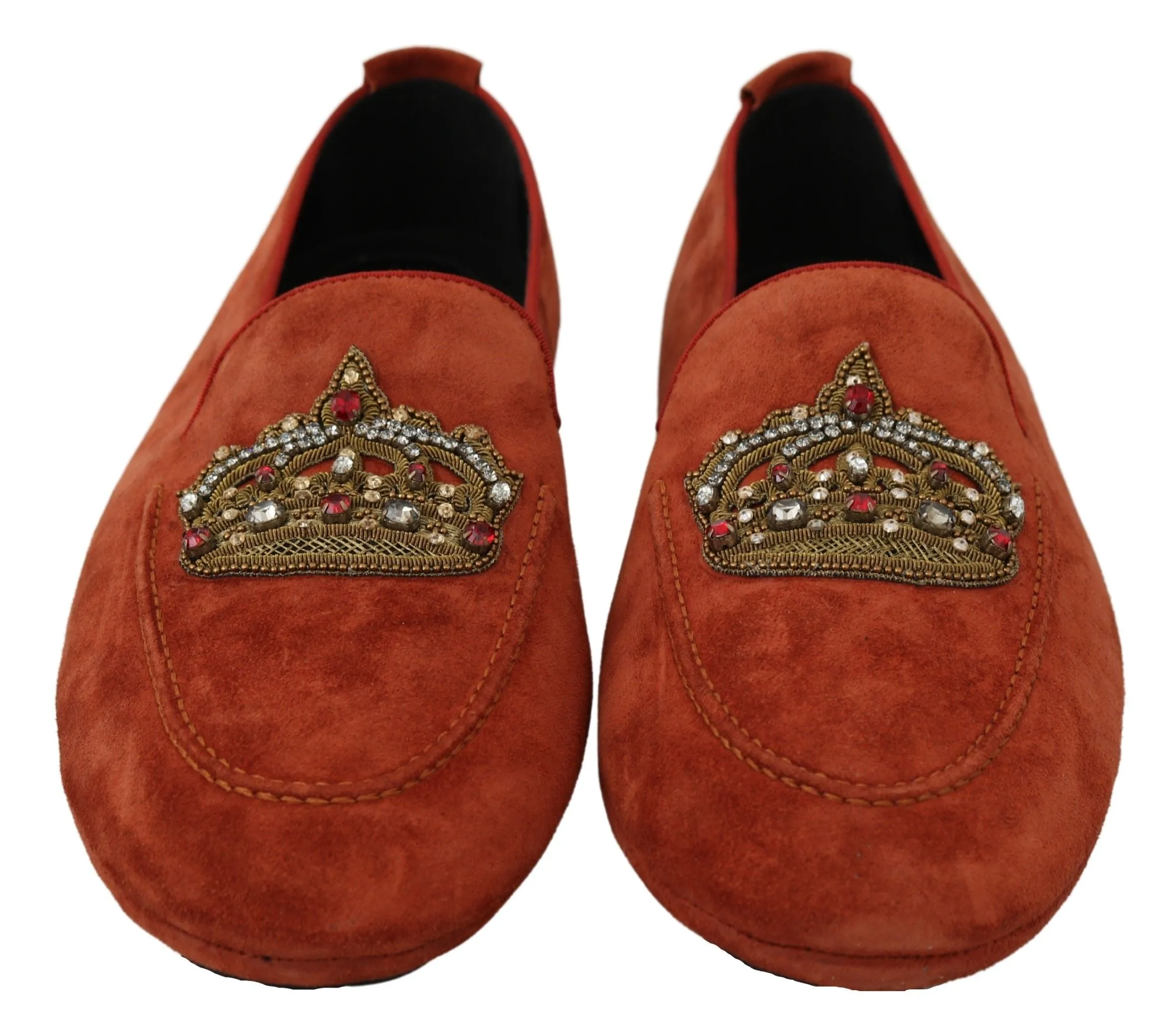 Dolce & Gabbana Elegant Orange Leather Moccasin Slippers Loafers Italian