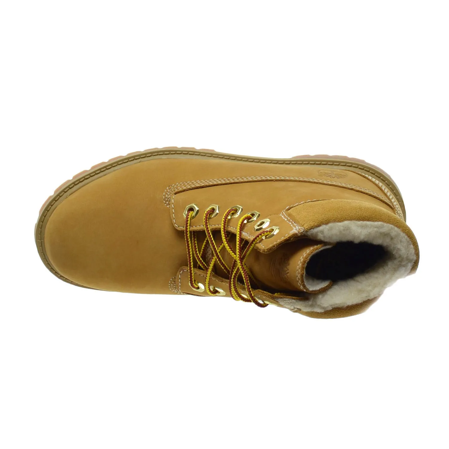 Timberland Big Kids 6 Inch Classic Waterproof Shearling Boots Wheat Wearing In Hiking Boots