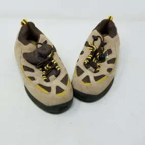 Lands End Boys Leather Hiking Shoes Cinch Up Tie Kids sz 5Y Shoe Boots Tan Girls Hiking Boots Made In Usa