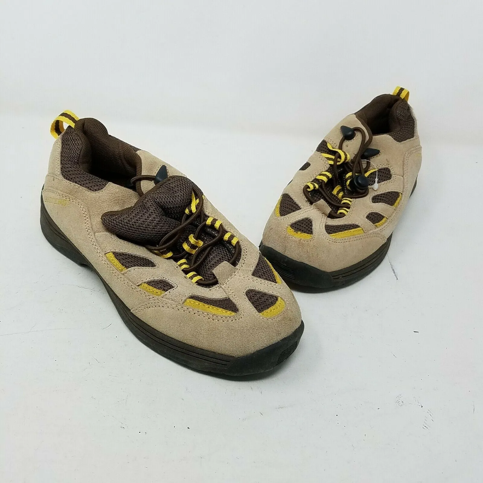 Lands End Boys Leather Hiking Shoes Cinch Up Tie Kids sz 5Y Shoe Boots Tan Girls Hi-tec Hiking Boot