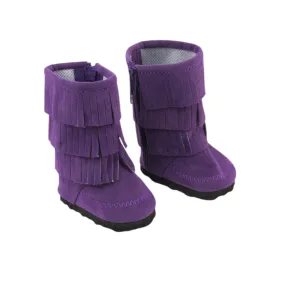 Adidas Mei Shoes Purple Three-tier Fringe Boots for 18-inch dolls