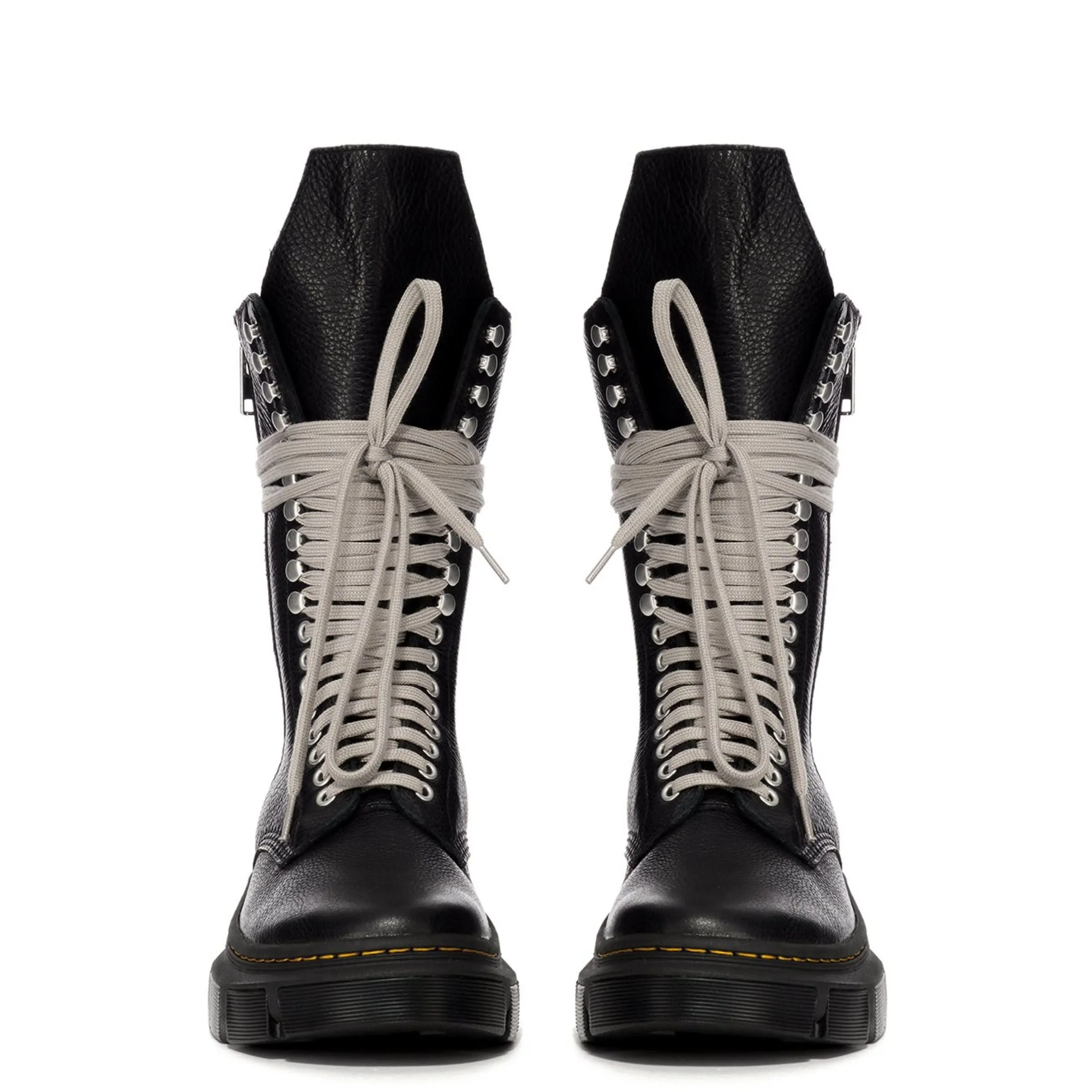 Rick Owens x Dr. Martens 1918 Calf Length Boots in Black Boots With The Fur