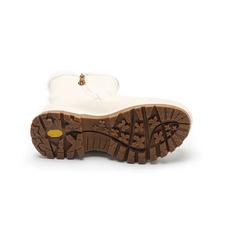 Snow Boots 12 Dwarves Leather Snow Boots Shearling Lined for Cold Winter in Black/Beige/Apricot