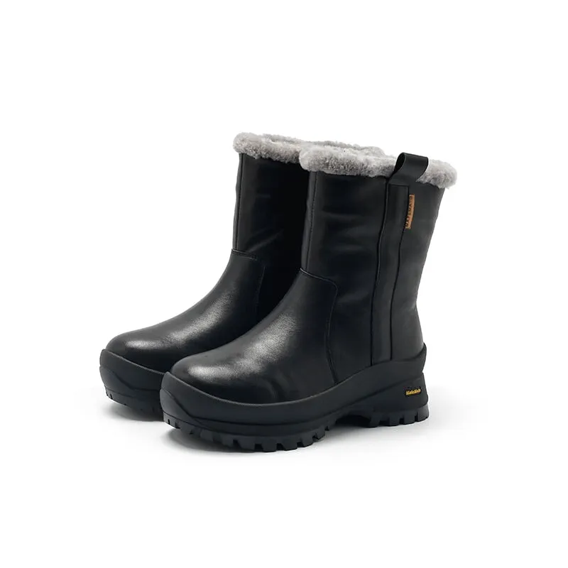 Dwarves Leather Snow Boots Shearling Lined for Cold Winter in Black/Beige/Apricot Ugg Emmett Waterproof Snow Boot