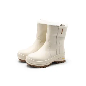 Knee Length Snow Boots Dwarves Leather Snow Boots Shearling Lined for Cold Winter in Black/Beige/Apricot
