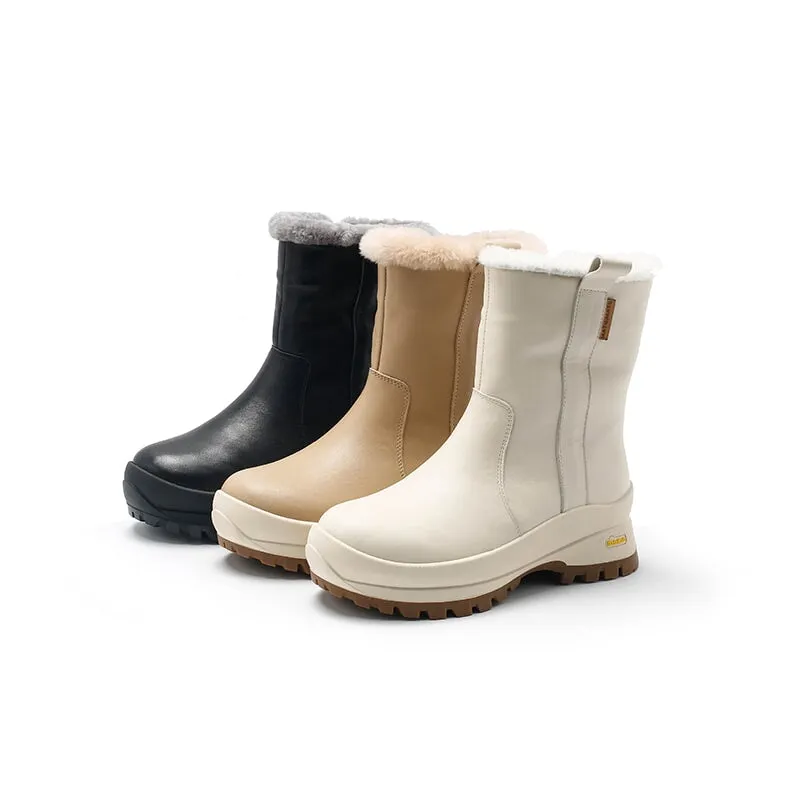 Sorel Snow Angel Boot Dwarves Leather Snow Boots Shearling Lined for Cold Winter in Black/Beige/Apricot