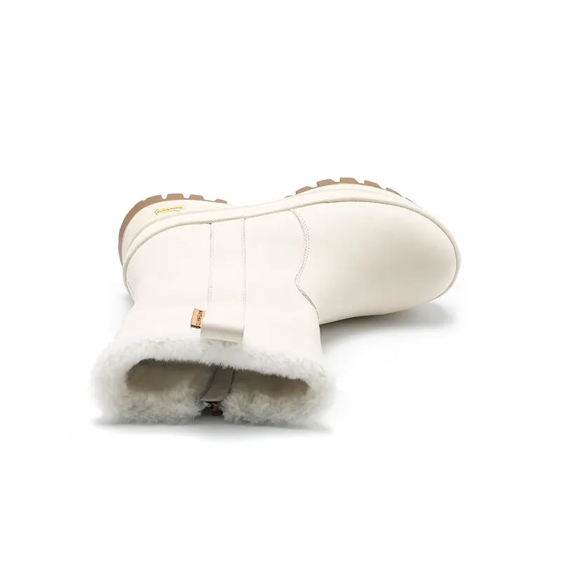 Dwarves Leather Snow Boots Shearling Lined for Cold Winter in Black/Beige/Apricot Coach Winter Snow Boots