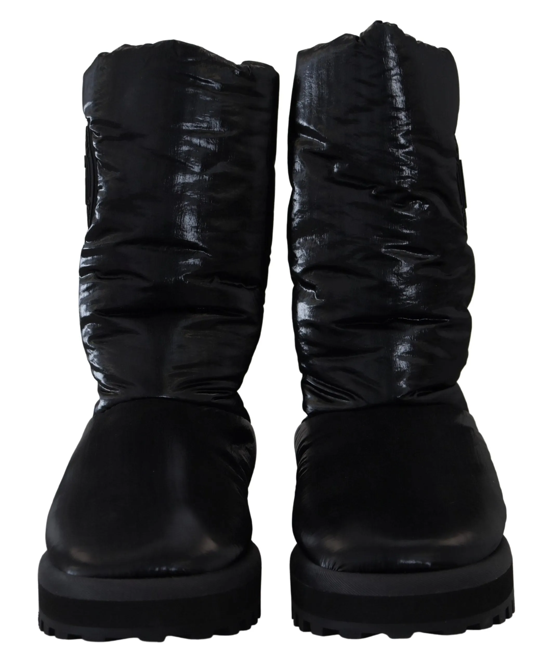 Dolce & Gabbana Elegant Mid-Calf Boots in Black Polyester Wide Shaft Western Boots