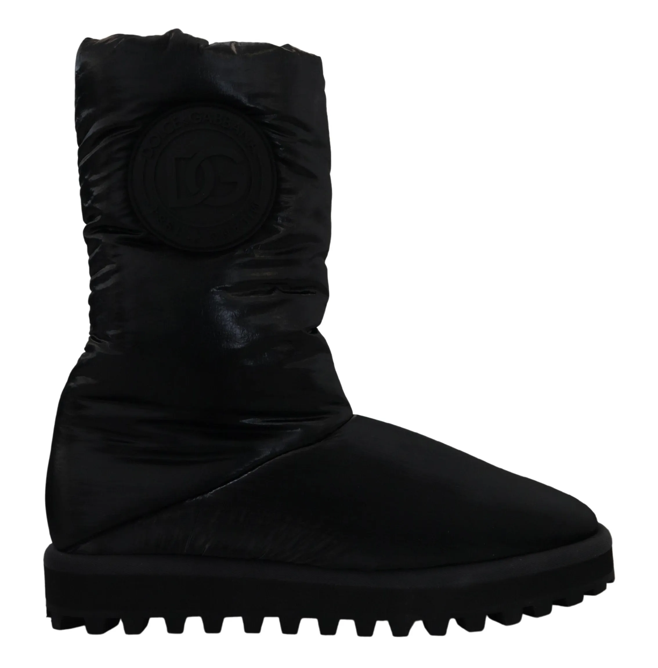 Dolce & Gabbana Elegant Mid-Calf Boots in Black Polyester Hunter Boots For Snow