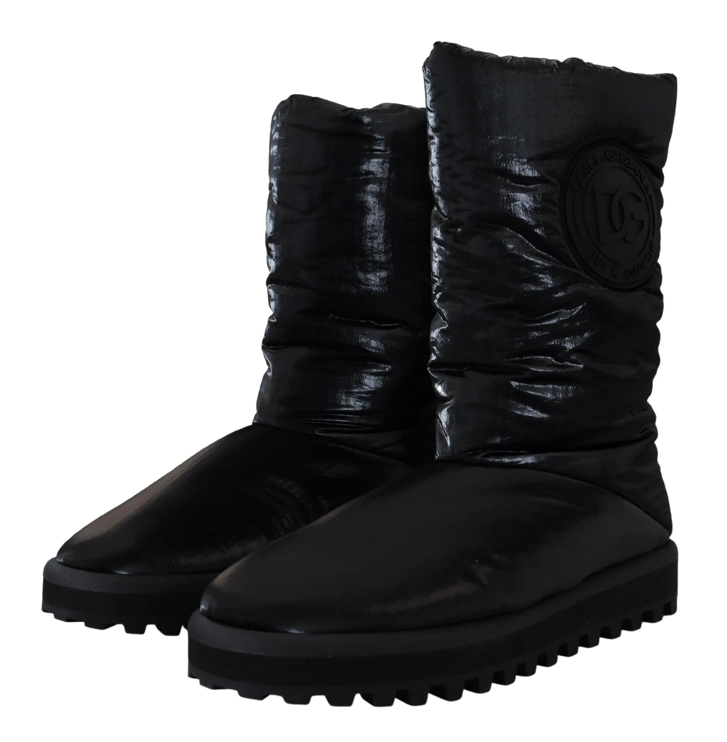Dolce & Gabbana Elegant Mid-Calf Boots in Black Polyester Snowboard Wide Boots
