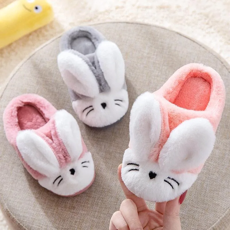 Dawgs Slippers Adorable Rabbit-Themed Winter Slippers for Kids - Warm and Comfy Design