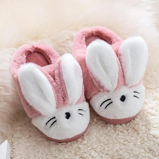 Adorable Rabbit-Themed Winter Slippers for Kids - Warm and Comfy Design Indoor And Outdoor Slippers