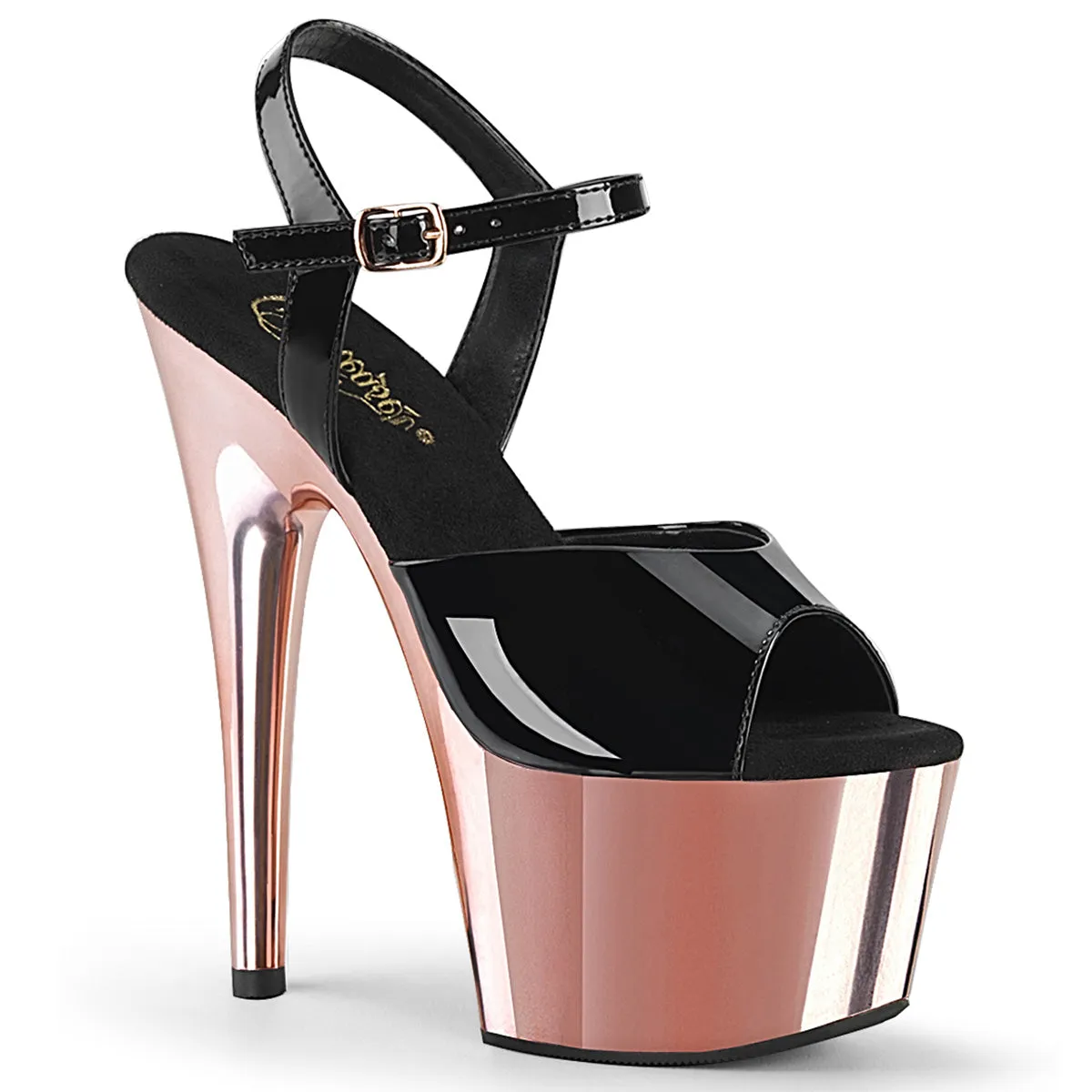 ADORE-709 Pleaser Black/Rose Gold Chrome Sexy Platform Shoes (Pole Dancing Heels) Asics Performance Running Shoes