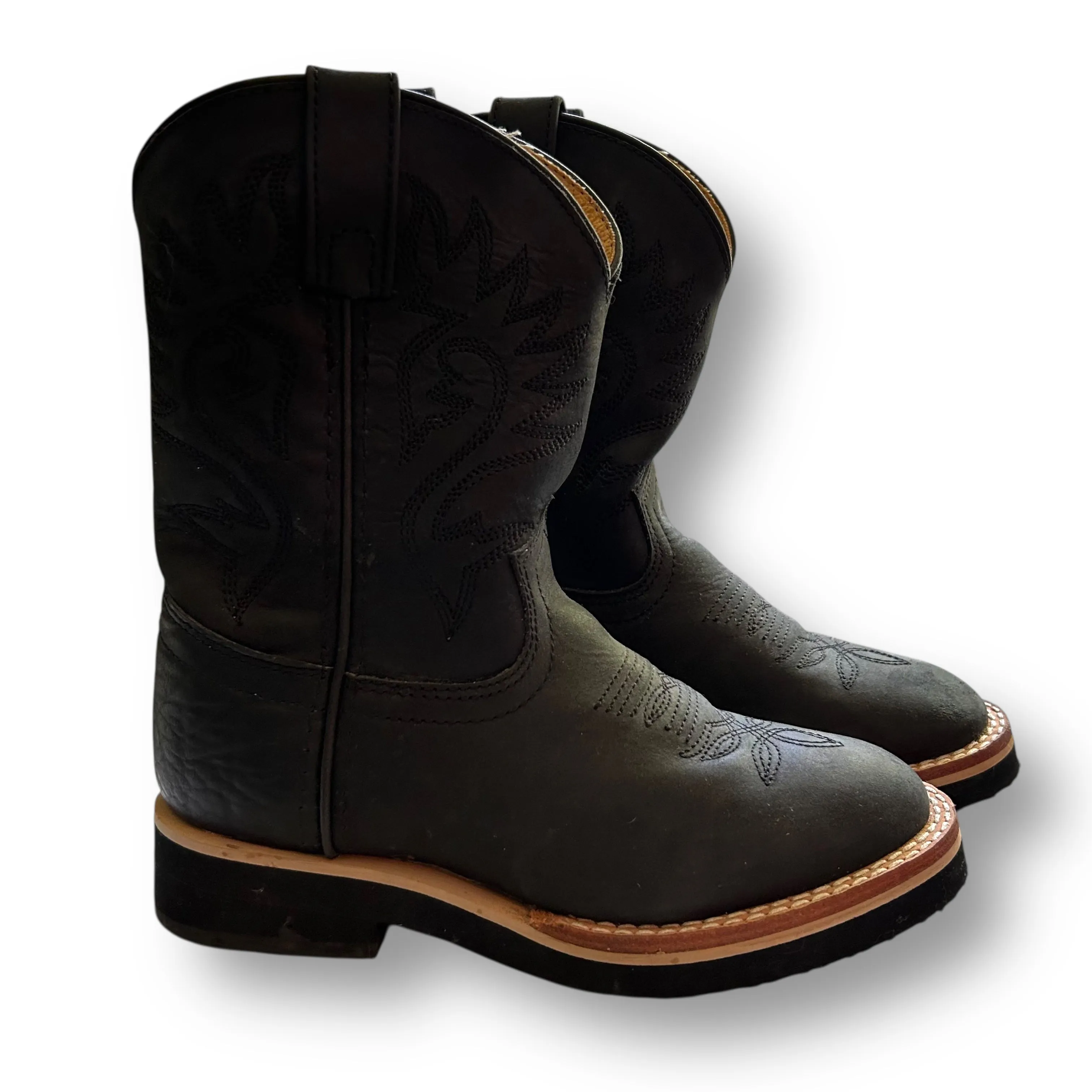 Mickey Bunny Boots Justin Western Boots Black Leather Size 12.5 Kids Cowboy Boots