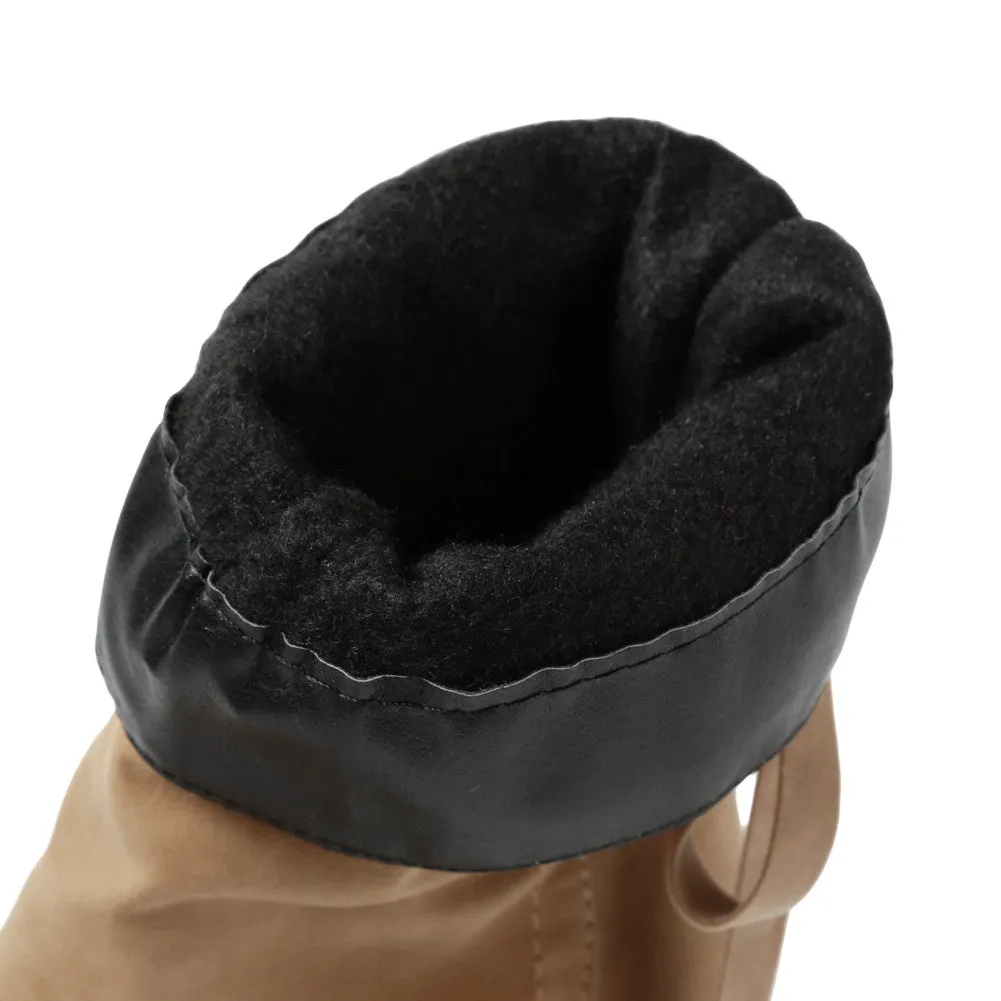 Lace Up Ladies Short Boots Hidden Wedges Slip-on Riding Boots Fashion Women Mid-Calf Boots Botas Boots Shoes Woman Best Moc Toe Work Boots