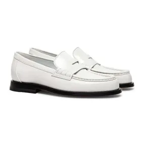 6 CM / 2.36 Inches - CMR CHAMARIPA Elevator Shoes For Women - Hidden Heel Shoes - White Leather Penny Loafers Rossini Loafers