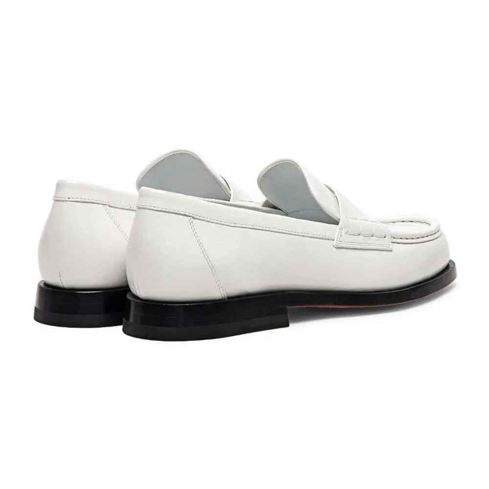 Puma Loafers 6 CM / 2.36 Inches - CMR CHAMARIPA Elevator Shoes For Women - Hidden Heel Shoes - White Leather Penny Loafers