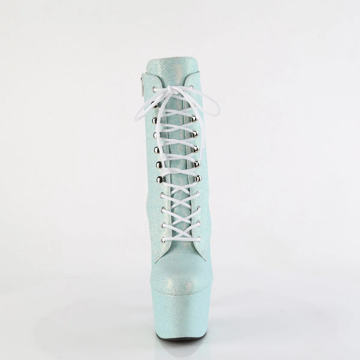 ADORE-1020SDG Pleaser Baby Blue Glitter Lace Up Ankle Boots Adidas Lego Shoes