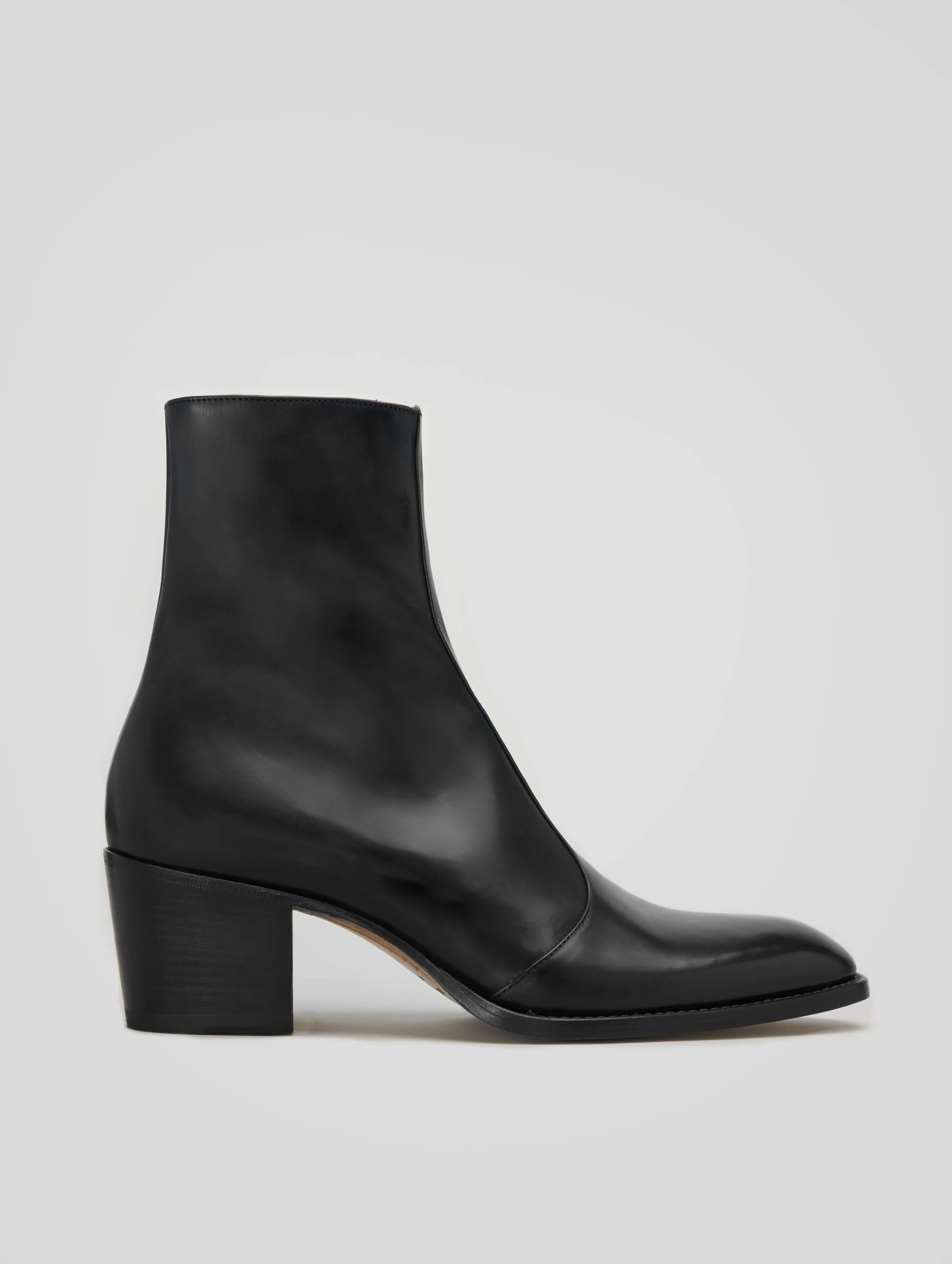 Flower Cowboy Boots ROMAN 60MM ANKLE BOOT IN BLACK CALFSKIN