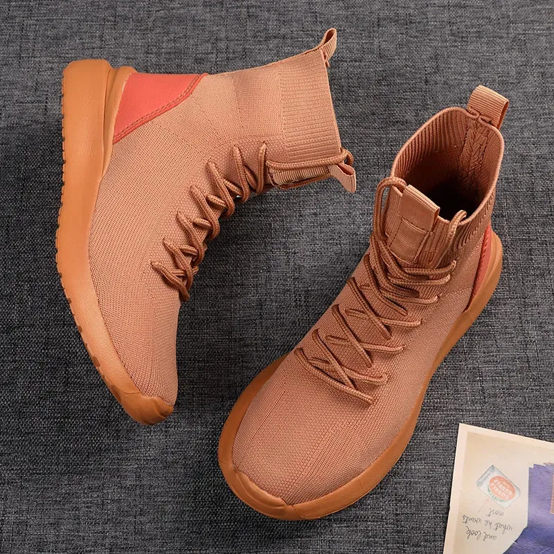 Best Dress Shoes For Flat Feet Women Boots Over the Knee Socks Shoes New Female Fashion Flat Shoes Autumn Winter long Boot for Women Body Shaping Sneakers