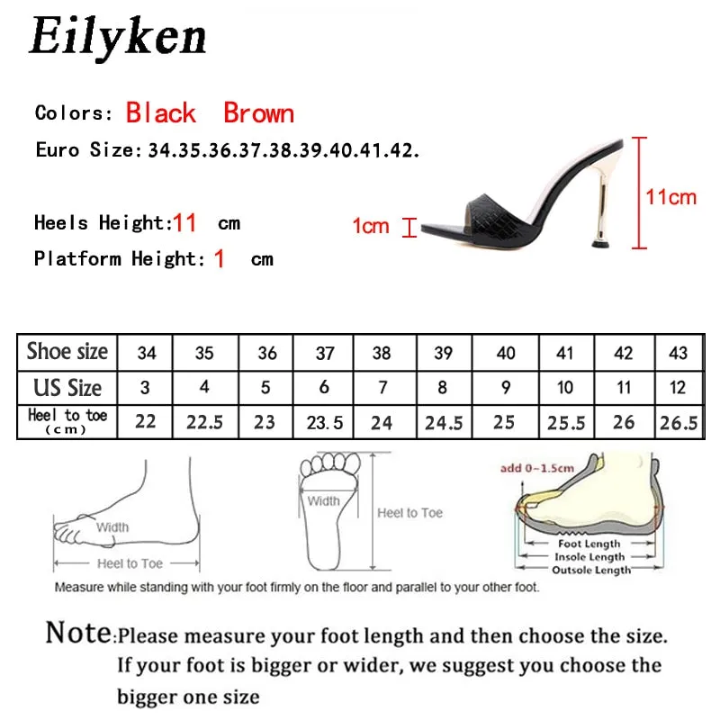 Eilyken Summer New Women Slippers Snake Print Mule High Heels Shoes Glerups Slippers Sale
