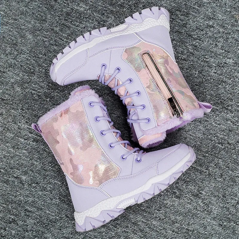 Elegant Waterproof Kids Girls Warm Snow Boots Mahomes Adidas Shoes