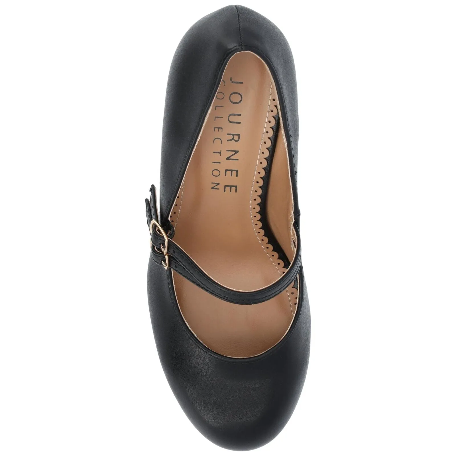 Class Dress Shoes Journee Collection Womens Windy Round Toe Block Heel Mary Jane Pumps Black 7.5M