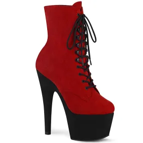 Berry Compliant Work Boots 7 Inch Heel ADORE-1020FSTT Red Black Suede