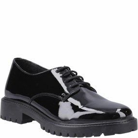 Hush Puppies Aubrey Lace Up Patent Senior School Shoes lace up closure