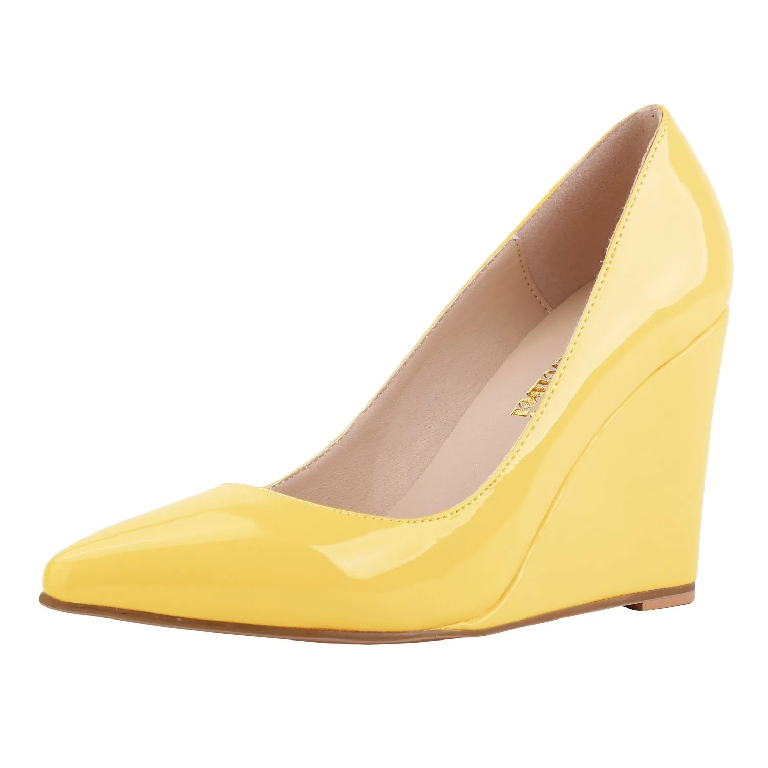 Sweet and Versatile Patent Leather Wedge Heels Shoes Asics Half Marathon Shoes