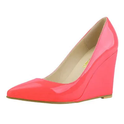 Sweet and Versatile Patent Leather Wedge Heels Shoes Asics Gel Venture 5 Trail Running Shoes