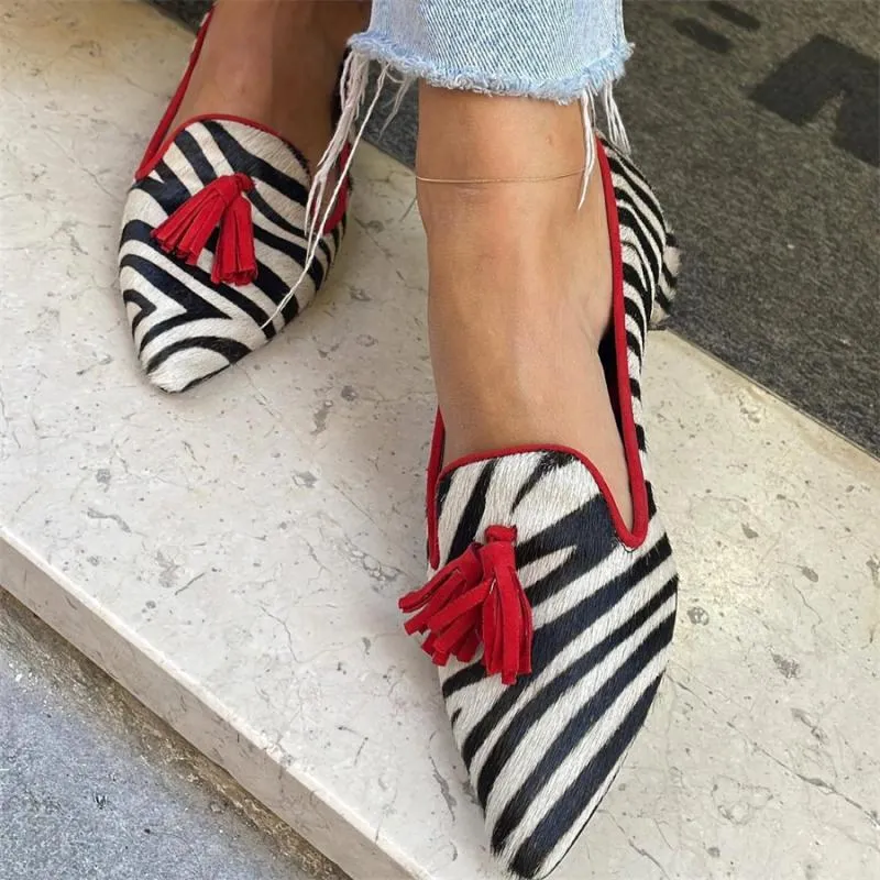 Purpdrank - Women Shoes 2023 Spring Casual Female Shoes Faux Suede Pointed Toe Office Leopard Print Flat Muller Shoes Size 43 Christmas Flat Shoes