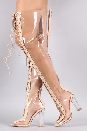 Best Adidas Shoes For Back Pain Lucite Lace Up Chunky Heeled Over-The-Knee Boots