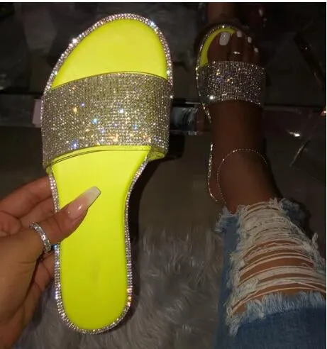 Fashion shoes women sandals 2021 pvc flat lady beach slide diamond Slippers For Women Sandals for Women and Ladies Best Cushioned Shoes For Flat Feet
