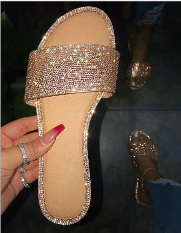 Fashion shoes women sandals 2021 pvc flat lady beach slide diamond Slippers For Women Sandals for Women and Ladies Bunny Flat Shoes