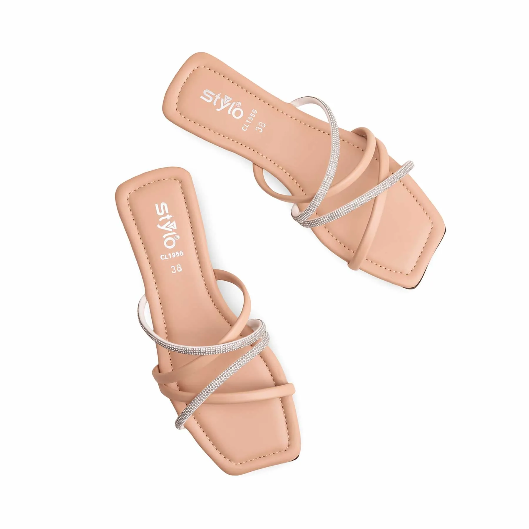 High Heel Slides Shoes Fawn Casual Slipper CL1956