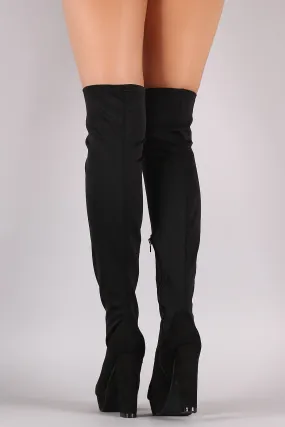 Fitted Chunky Heeled Over The Knee Platform Boots Adidas Leather Shoes