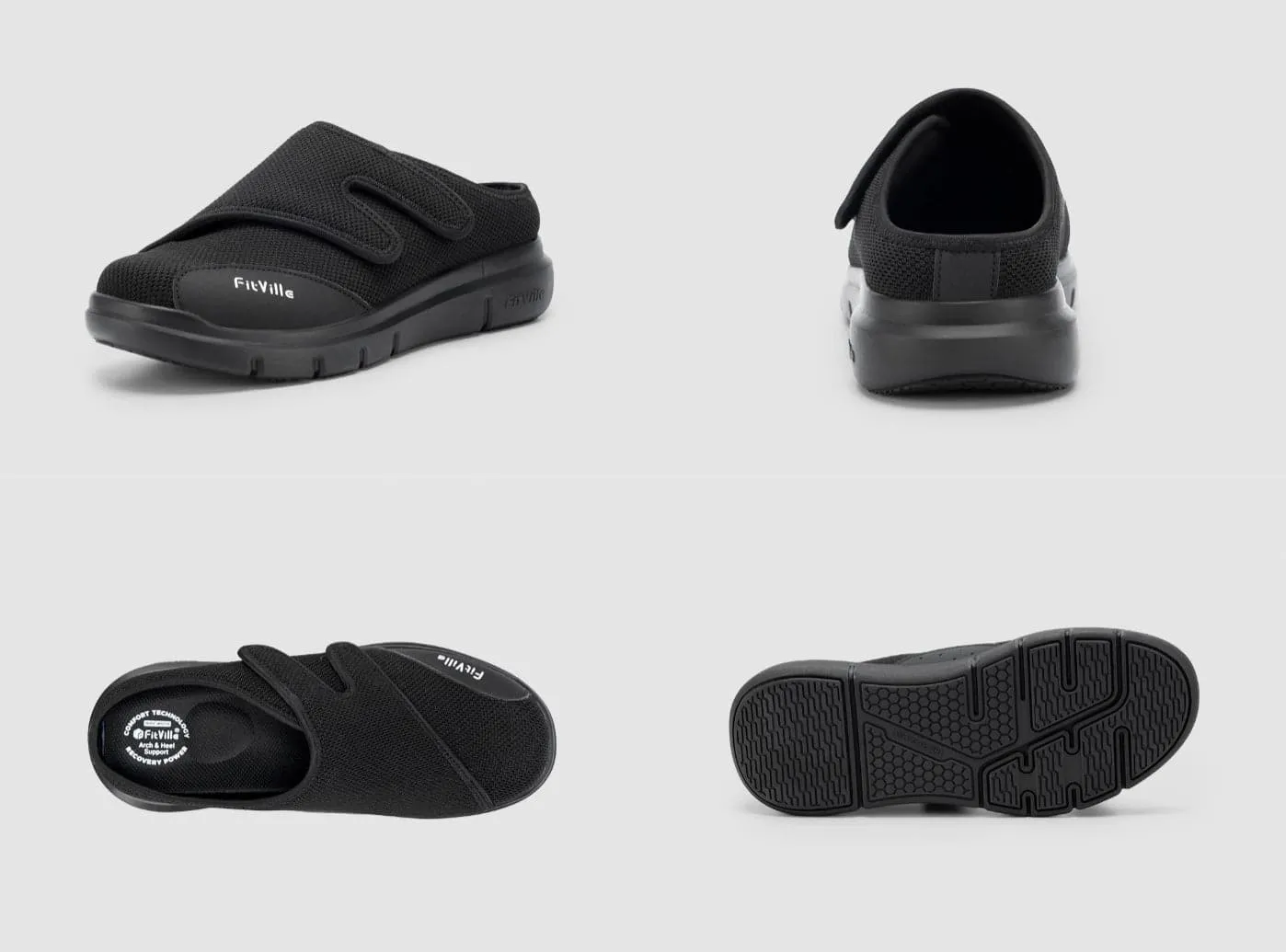 FitVille Men's EasyTop Diabetic Slipper V5 Slippers With Heel