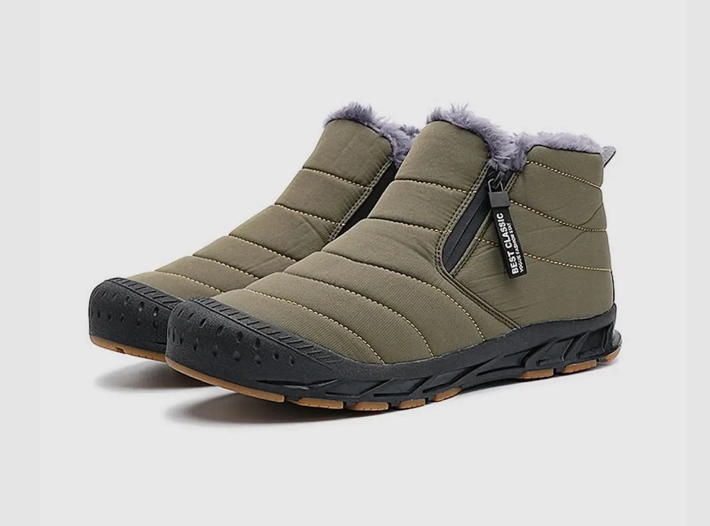 Women Boots FitVille Men's Retro Round Toe Snow Boots