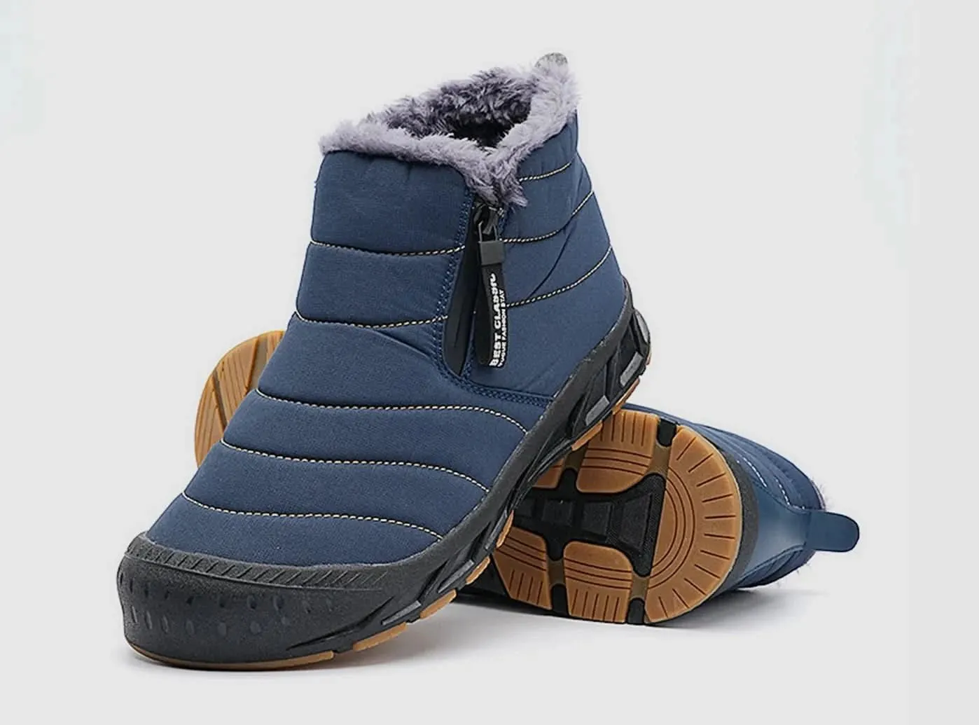 FitVille Men's Retro Round Toe Snow Boots Rain Rain Boots