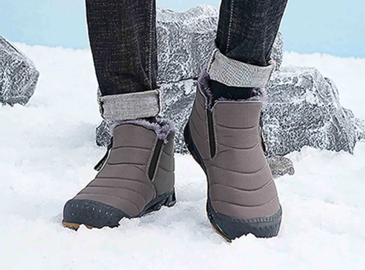 FitVille Men's Retro Round Toe Snow Boots Cheapest Boots